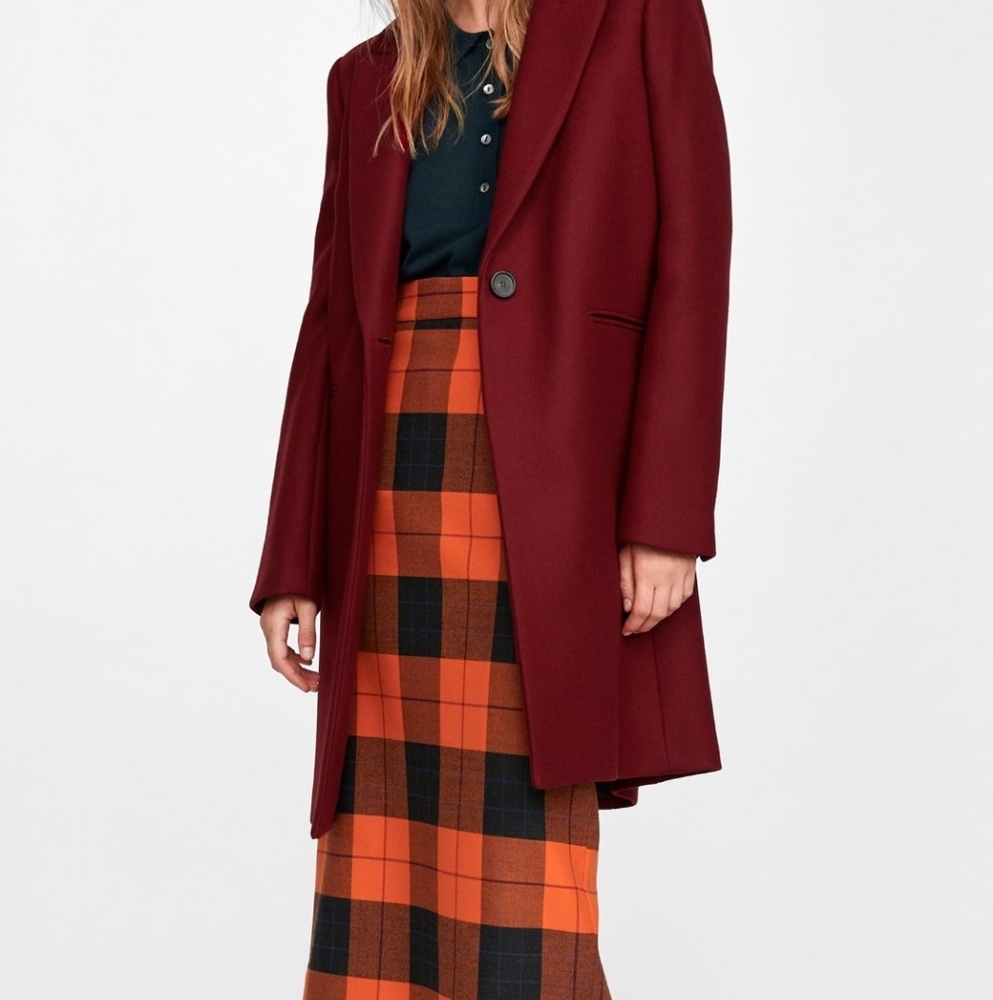 ZARA Woman Burgundy Masculine Coat